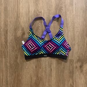 Victoria's Secret Crossback Sports Bra 32B Kaleidoscope Print Molded